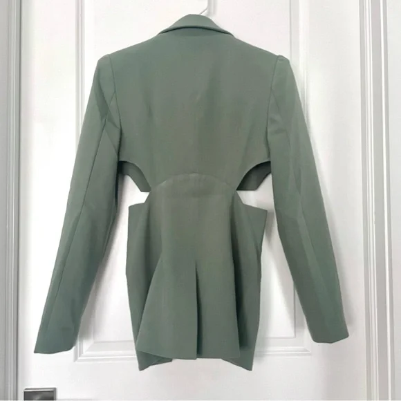 Brand New AKIRA Corset Blazer Side Cutouts Bustier Front Sage Green Avant-Garde - Picture 3 of 9